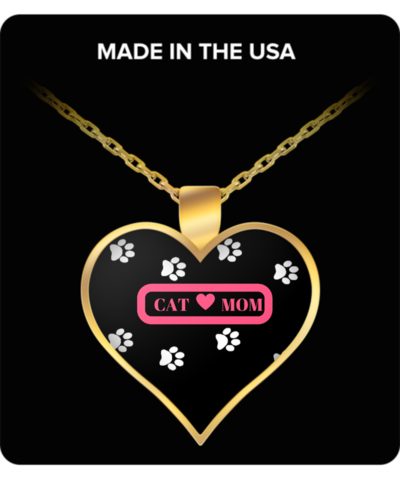 cat mom heart necklace gift for cat lovers