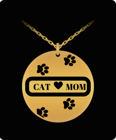 gold engraved cat mom necklace gift for her